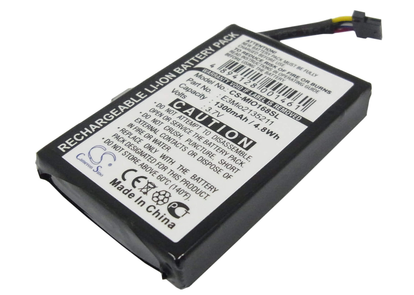 3.7V, 1300mAh, Li-ion Battery fits Yakumo, 300gps, Delta 300, 4.81Wh