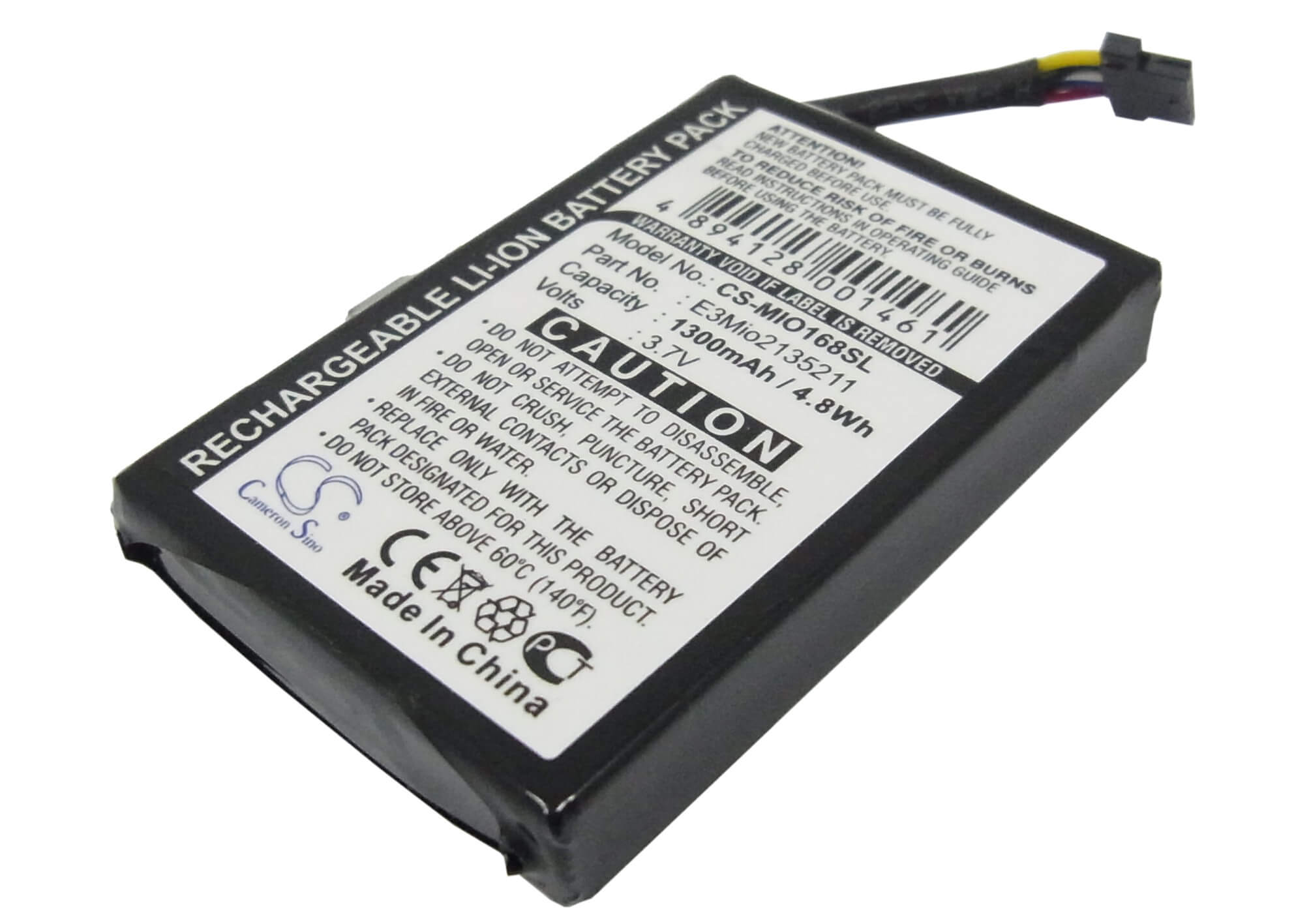 3.7V, 1300mAh, Li-ion Battery fits Yakumo, 300gps, Delta 300, 4.81Wh