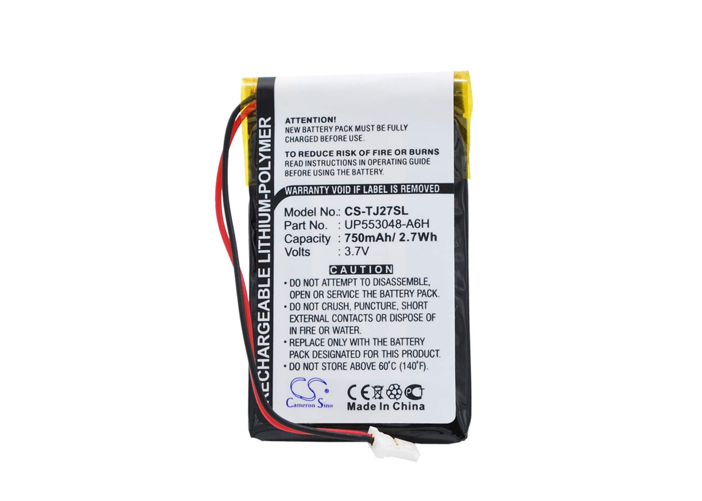 3.7V, 750mAh, Li-Polymer Battery fits Sony, Clie Peg-tj27, Clie Peg-tj37, 2.775Wh