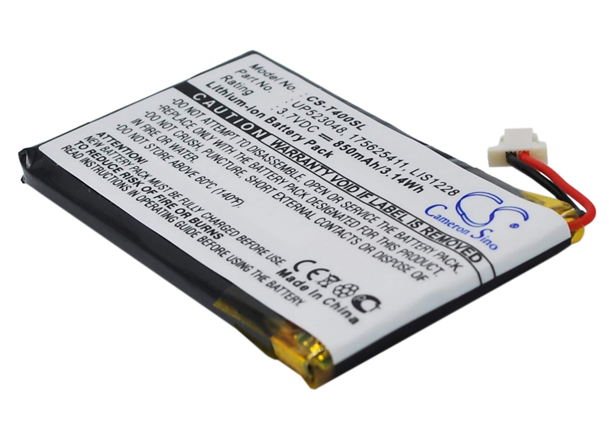 3.7V, 850mAh, Li-Polymer Battery fits Sony, Clie Peg-t400, Clie Peg-t410, 3.145Wh