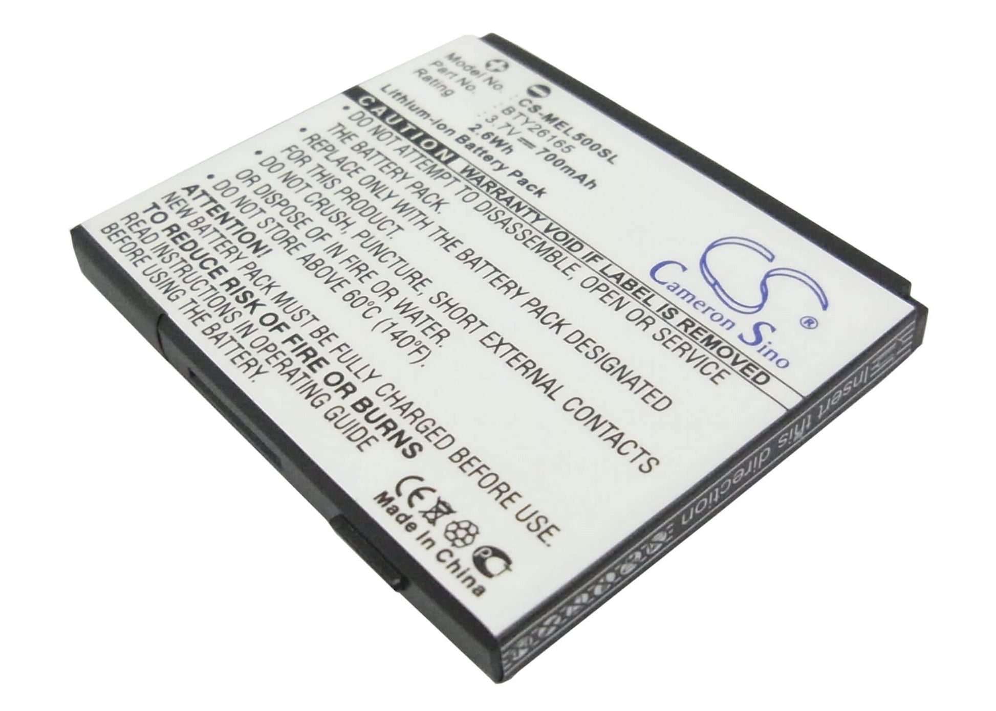 3.7V, 700mAh, Li-ion Battery fits Emporia, Elson El500, Mobistel El500, 2.59Wh