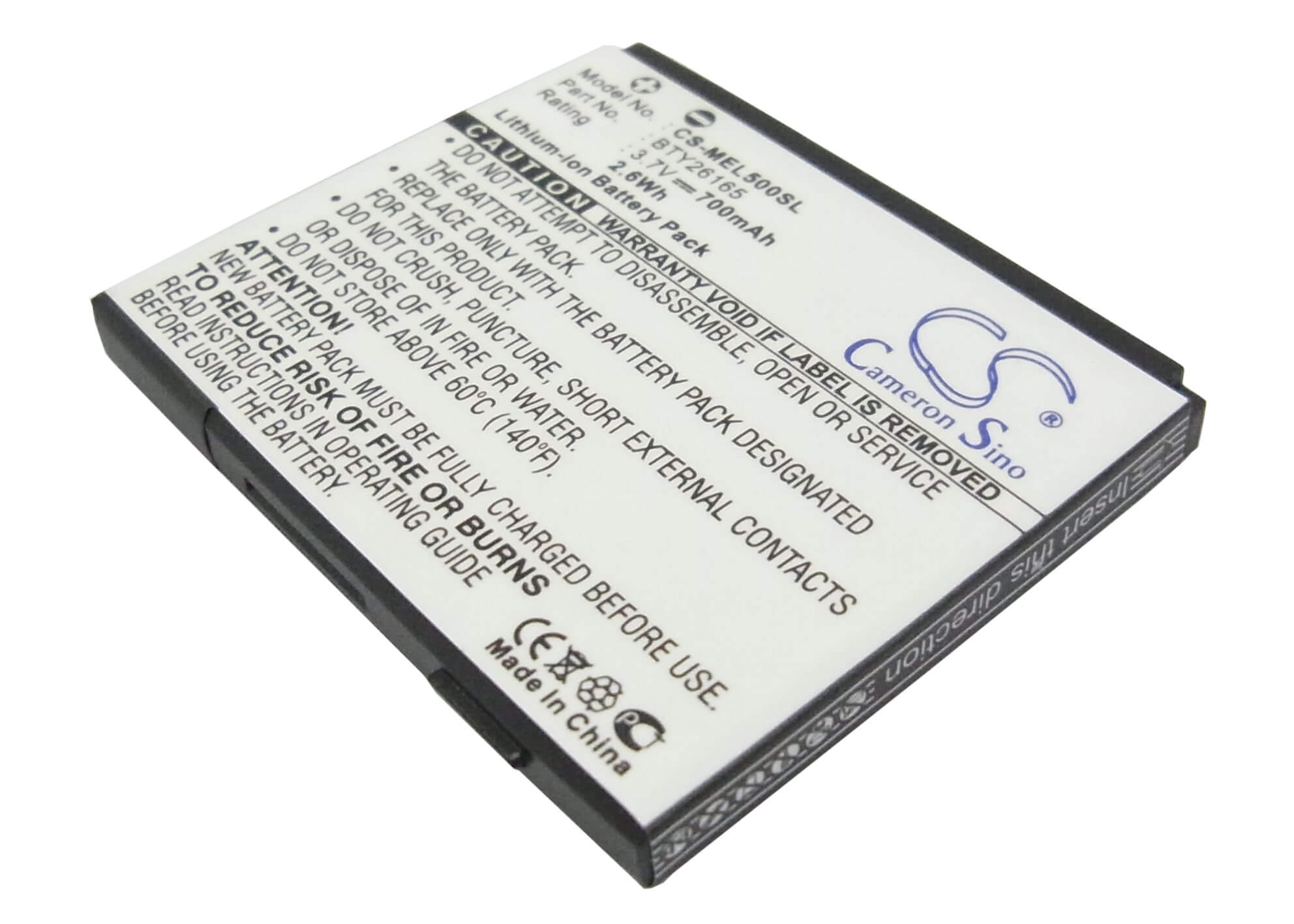 3.7V, 700mAh, Li-ion Battery fits Emporia, Elson El500, Mobistel El500, 2.59Wh