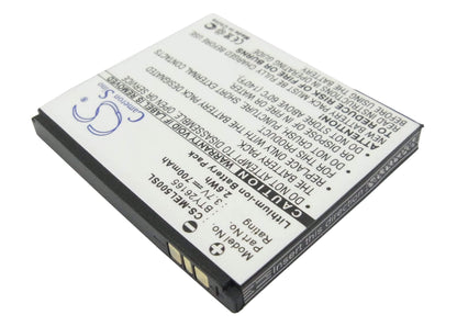 3.7V, 700mAh, Li-ion Battery fits Emporia, Elson El500, Mobistel El500, 2.59Wh