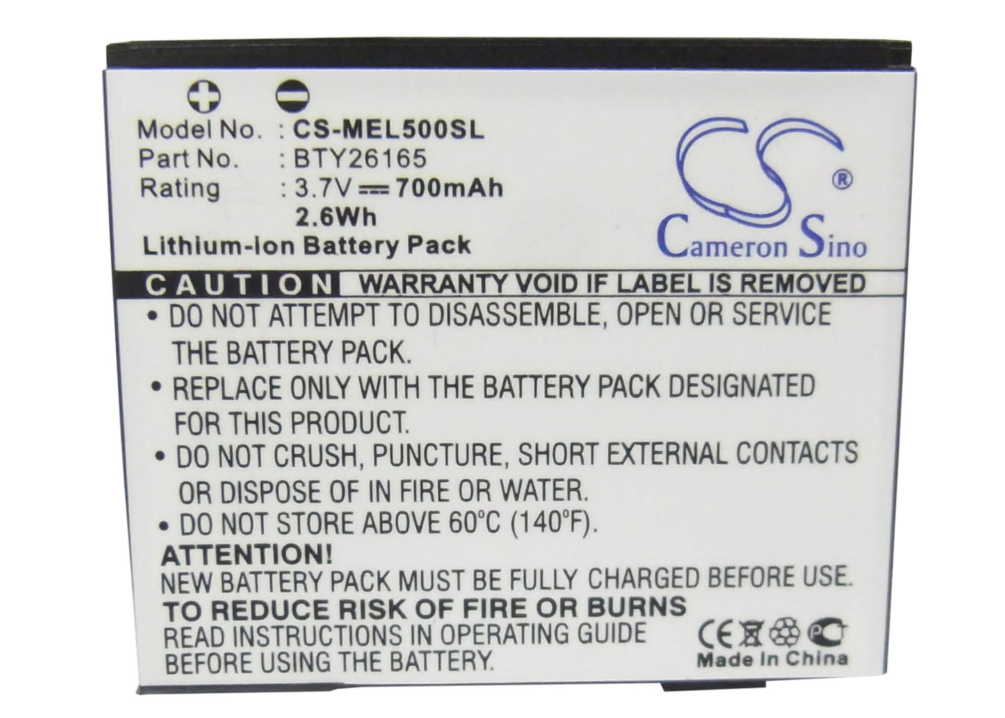 3.7V, 700mAh, Li-ion Battery fits Emporia, Elson El500, Mobistel El500, 2.59Wh