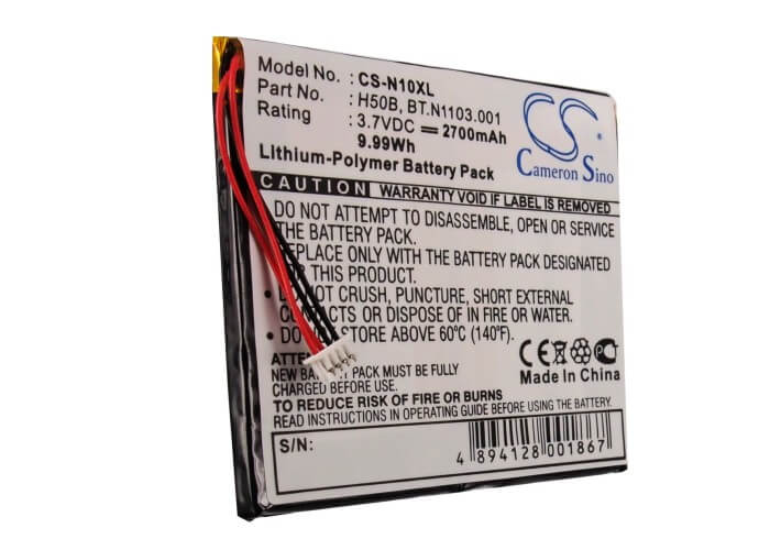 3.7V, 2700mAh, Li-Polymer Battery fits Fujitsu, Loox 600, 9.99Wh