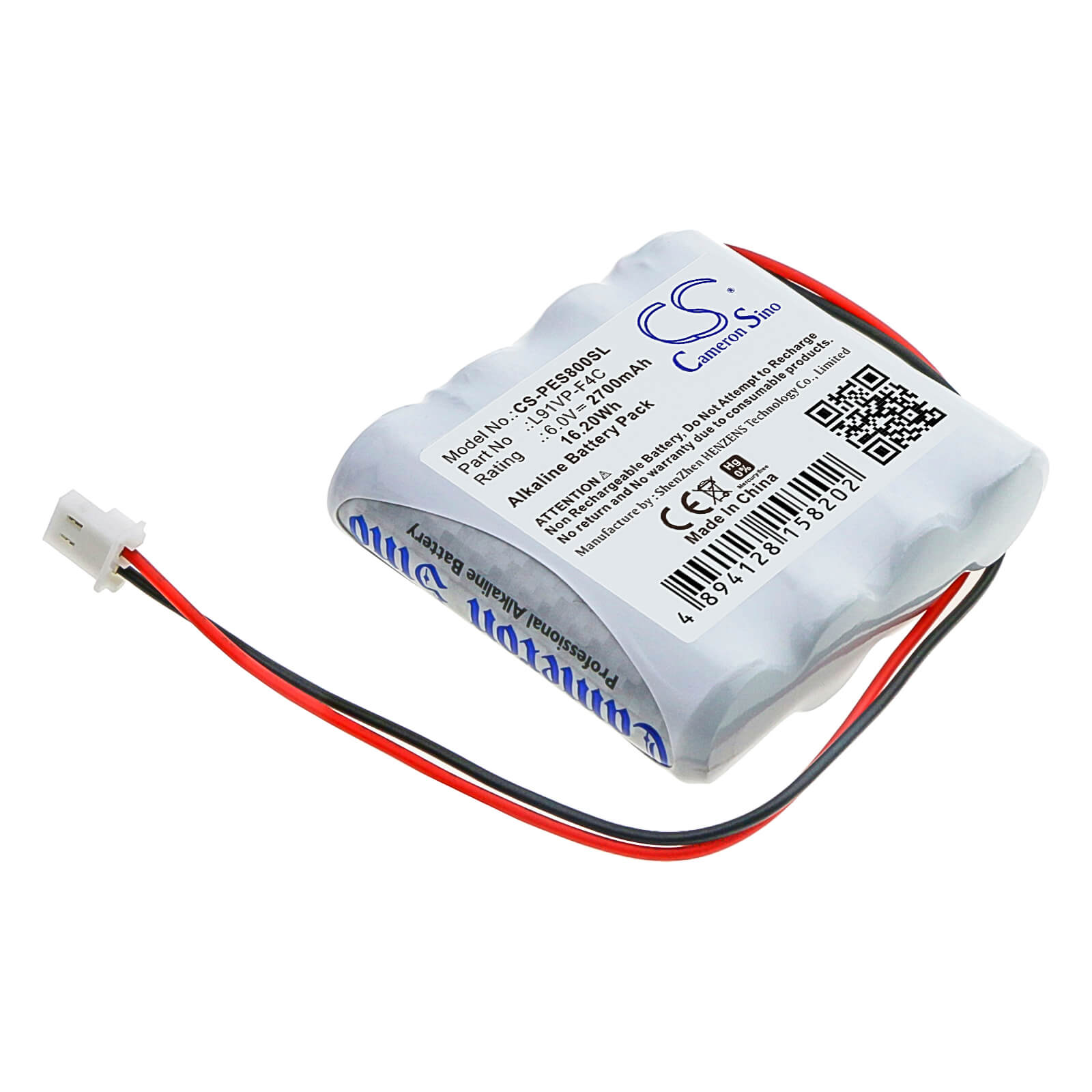 6.0V, 2700mAh, Alkaline Battery fits Gp, Gprhorw01018, 16.2Wh