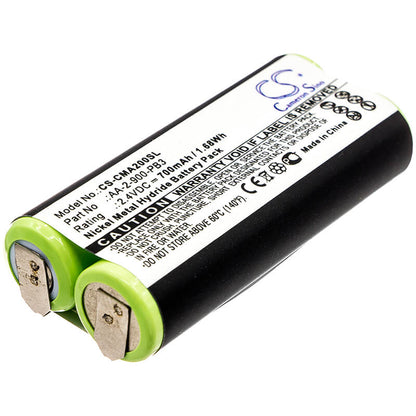 2.4V, 700mAh, Ni-MH Battery fits Clarisonic, Mia 2, 1.68Wh