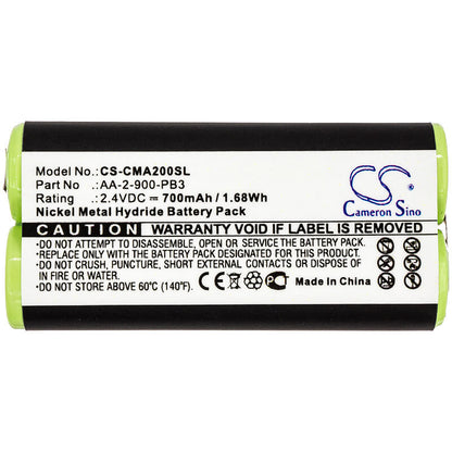 2.4V, 700mAh, Ni-MH Battery fits Clarisonic, Mia 2, 1.68Wh