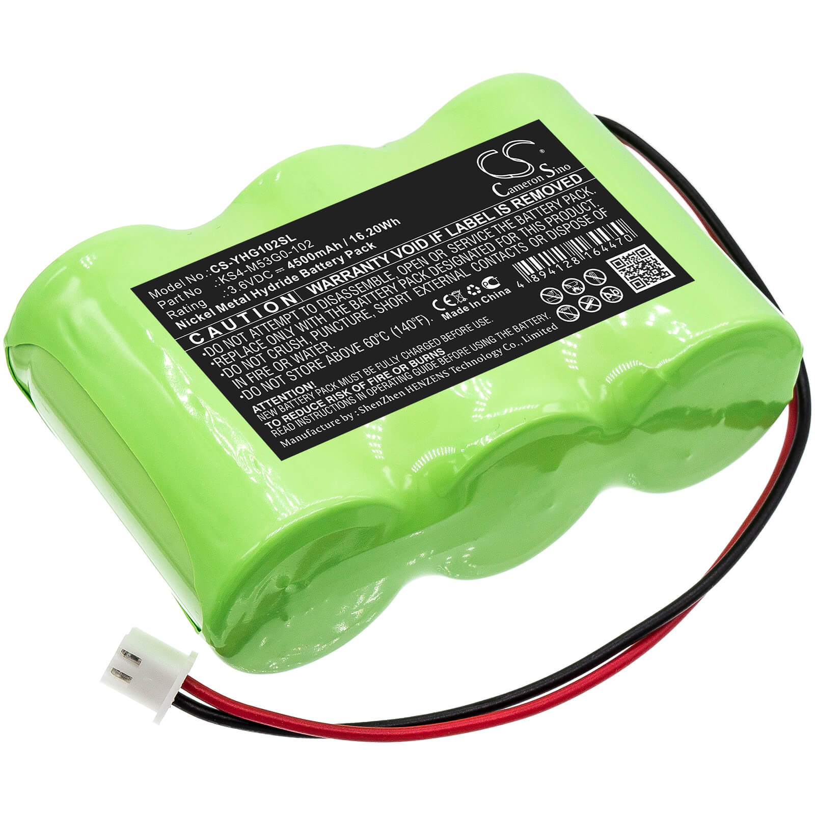 3.6V, 4500mAh, Ni-MH Battery fits Yamaha, Prcx, Prcx Robot Controllers, 16.2Wh