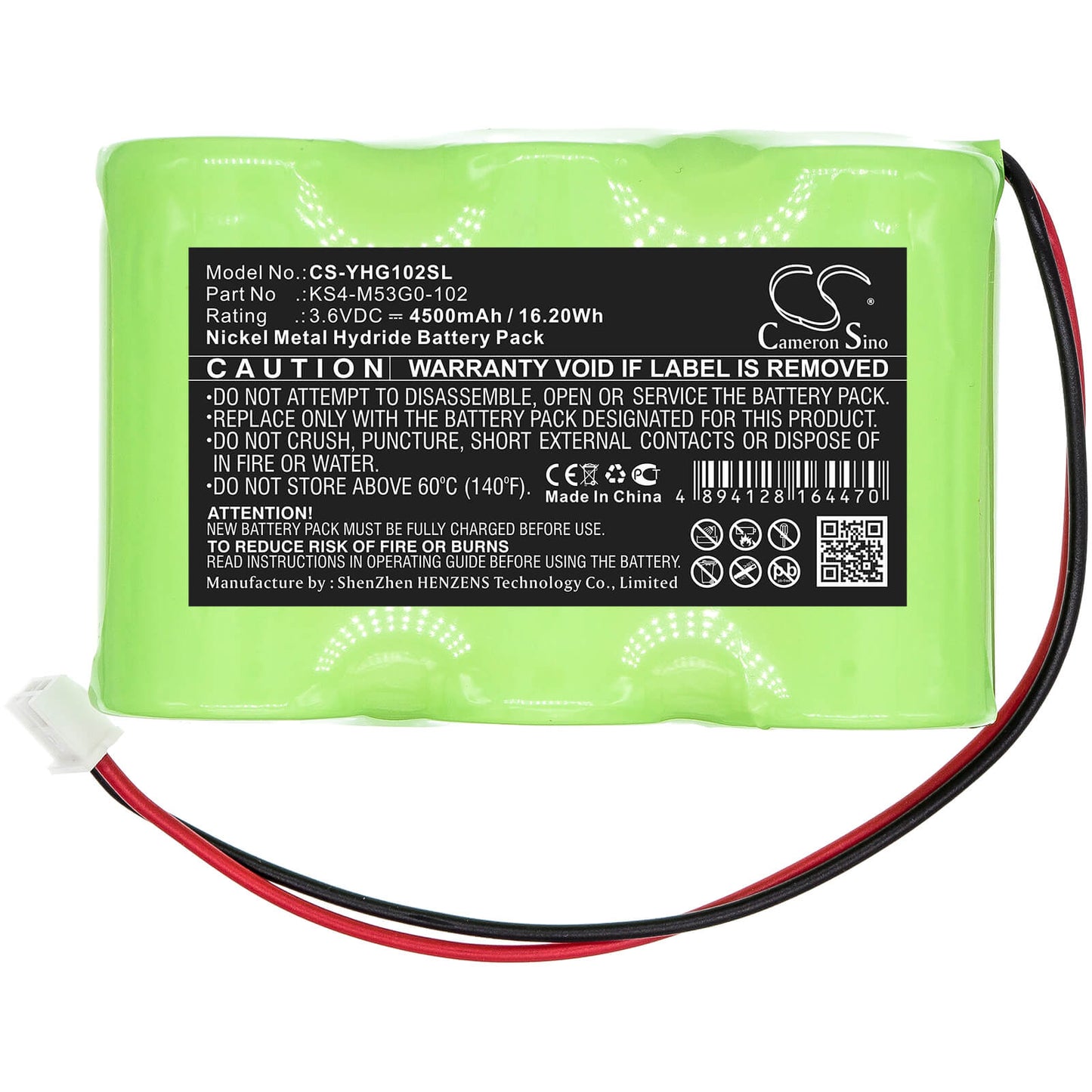3.6V, 4500mAh, Ni-MH Battery fits Yamaha, Prcx, Prcx Robot Controllers, 16.2Wh