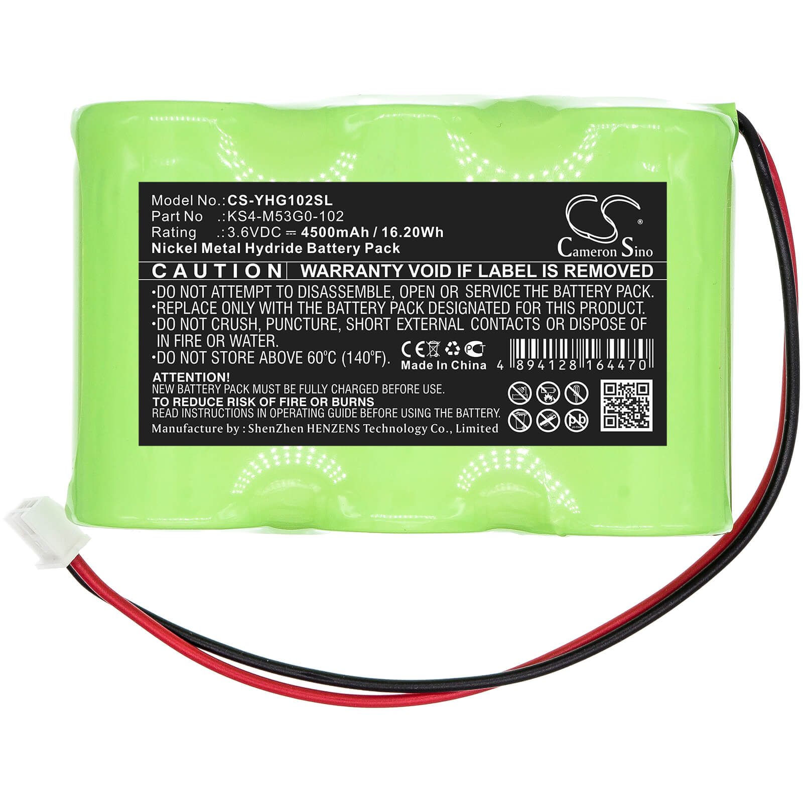 3.6V, 4500mAh, Ni-MH Battery fits Yamaha, Prcx, Prcx Robot Controllers, 16.2Wh