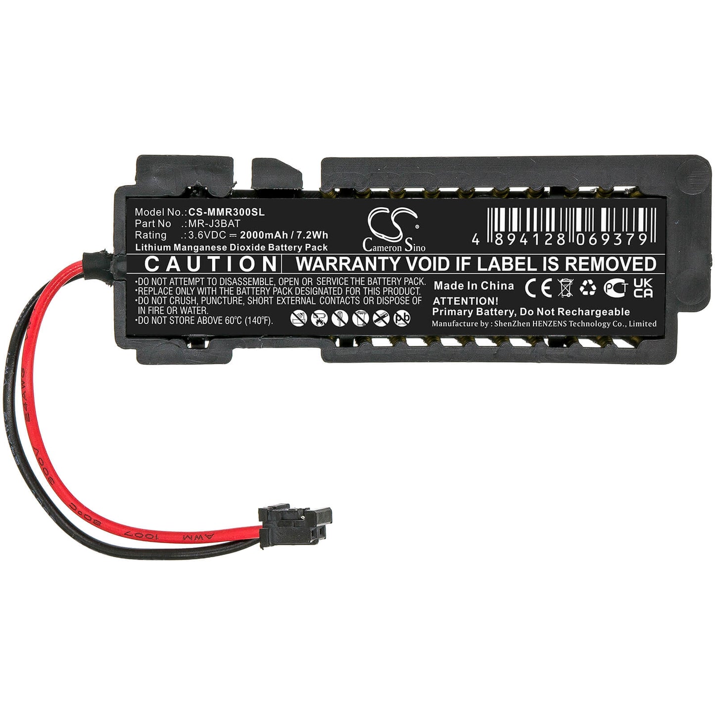 3.6V, 2000mAh, Li-MnO2 Battery fits Mitsubishi, Melservo Mr-j3, Melservo Mr-j3-a, 7.2Wh