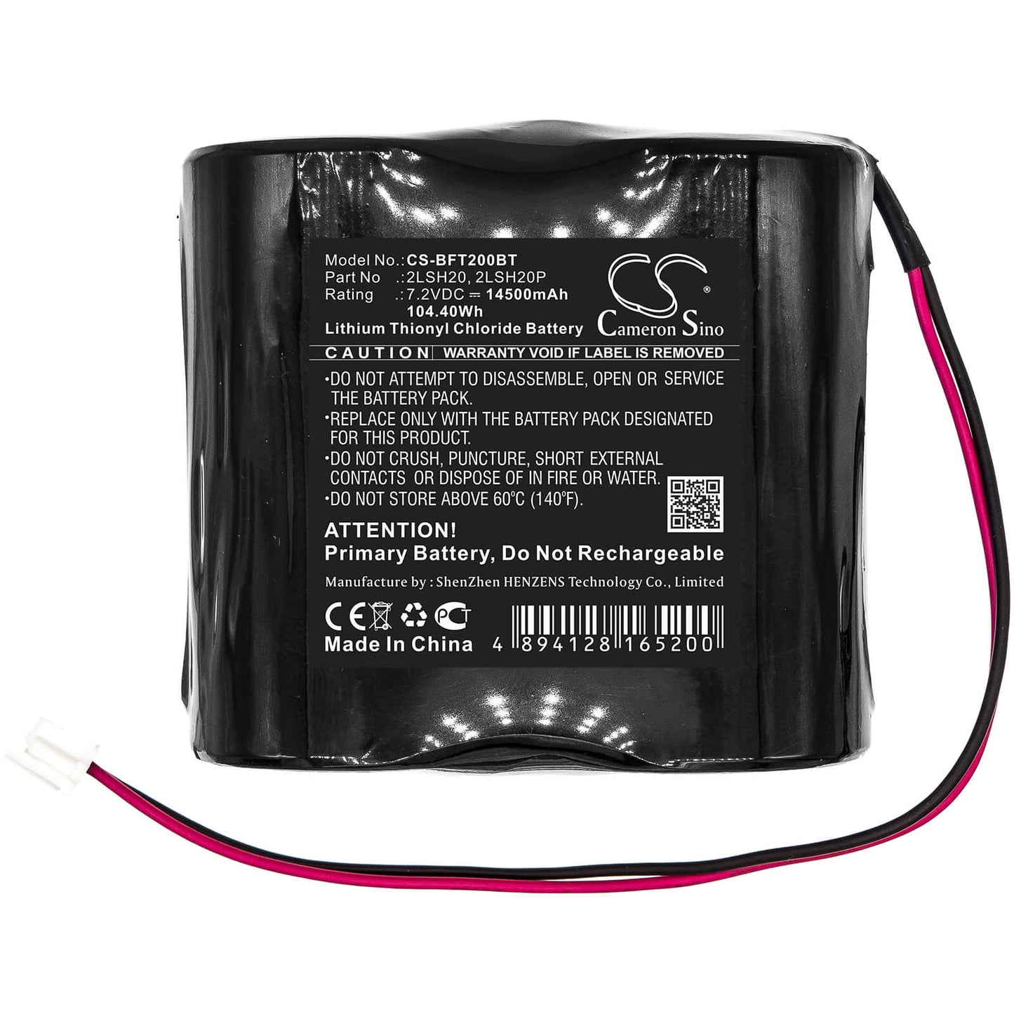 7.2V, 14500mAh, Li-SOCl2 Battery fits Gas Fire, Ignition, 104.4Wh