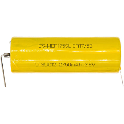 3.6V, 2750mAh, Li-SOCl2 Battery fits Maxell, Er17/50, 9.9Wh