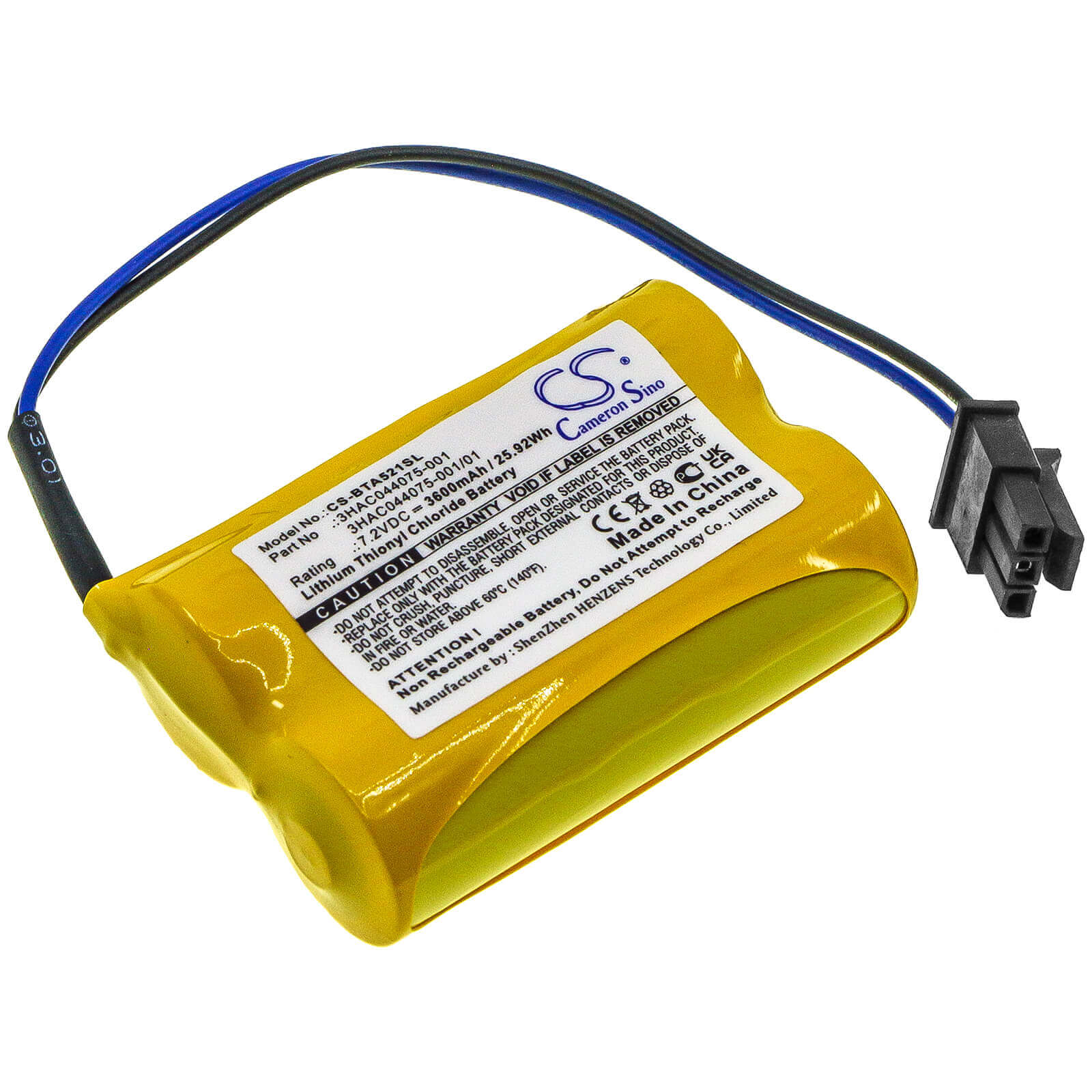 7.2V, 3600mAh, Li-SOCl2 Battery fits Abb, 1sap180300r0001, 3hab 9999-1, 25.92Wh
