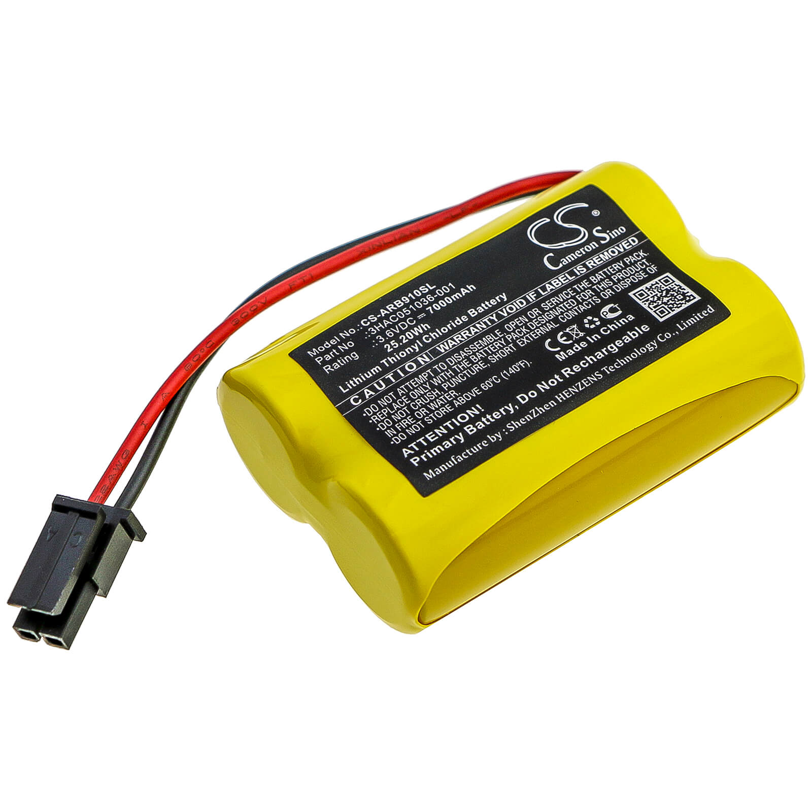3.6V, 7000mAh, Li-SOCl2 Battery fits Abb, 1s2 Pls17500, Irb 1200, 25.2Wh