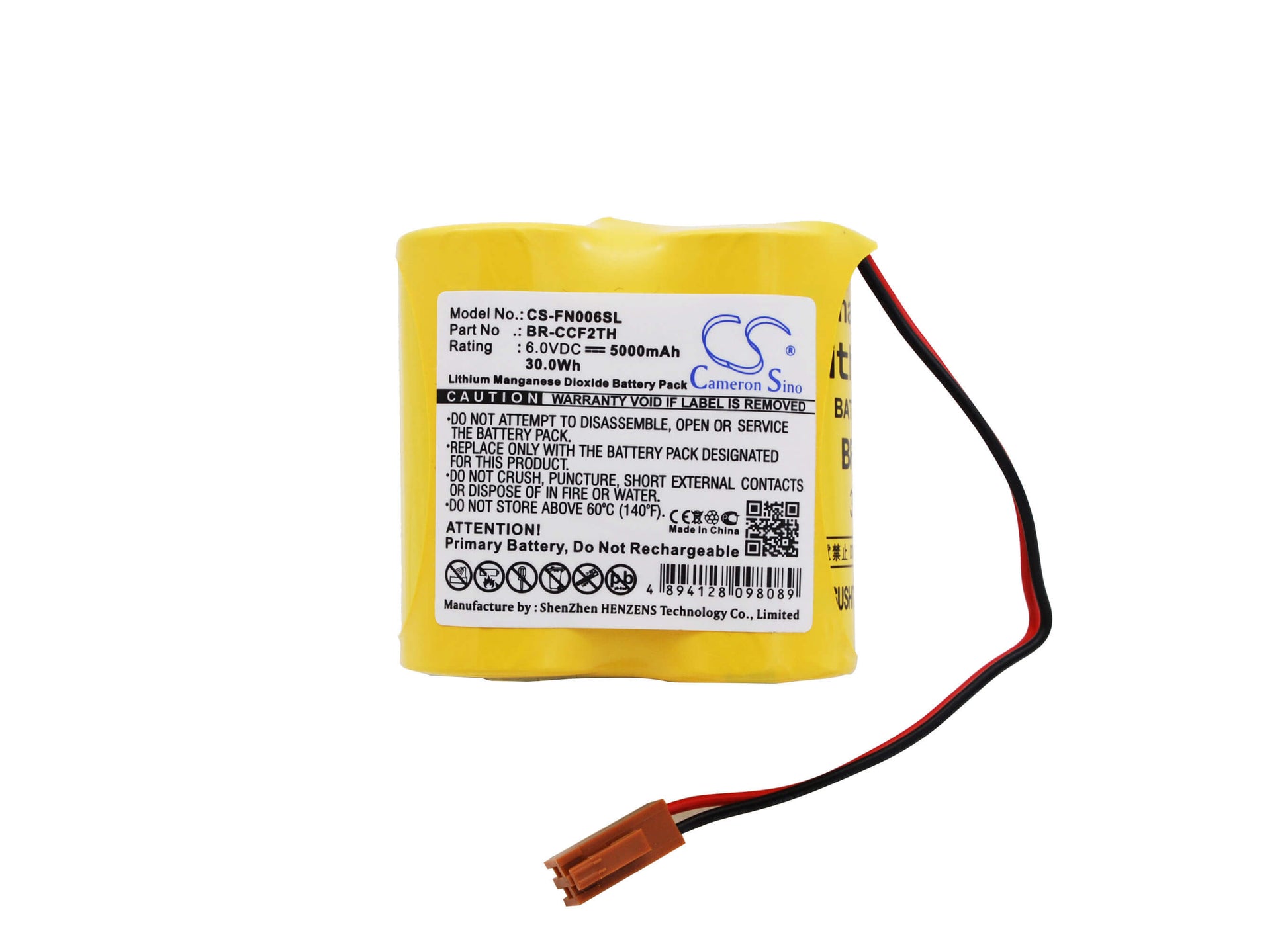 6.0V, 5000mAh, Li-MnO2 Battery fits Ge Fanuc, A06, 30Wh