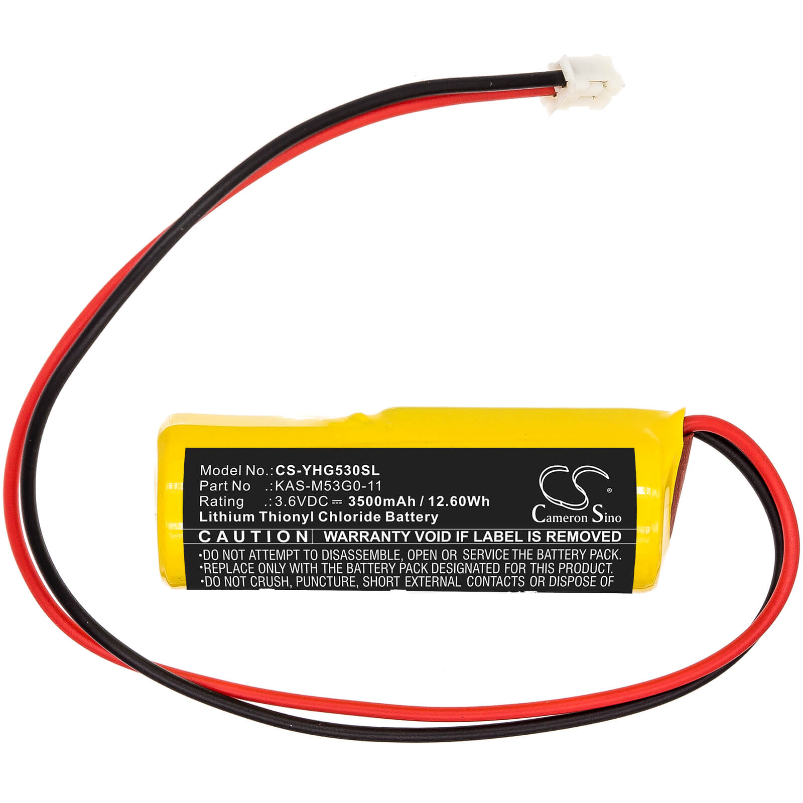 3.6V, 3500mAh, Li-SOCl2 Battery fits Yamaha, Kas-m53g0-10, 12.6Wh