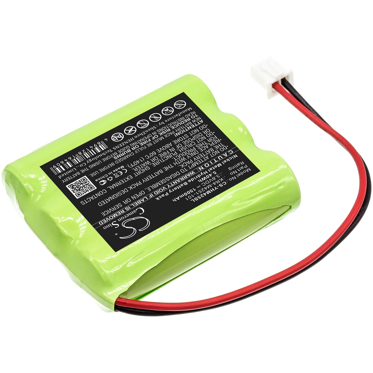 3.6V, 1500mAh, Ni-MH Battery fits Yamaha, Kr4-m4251-101, 5.4Wh