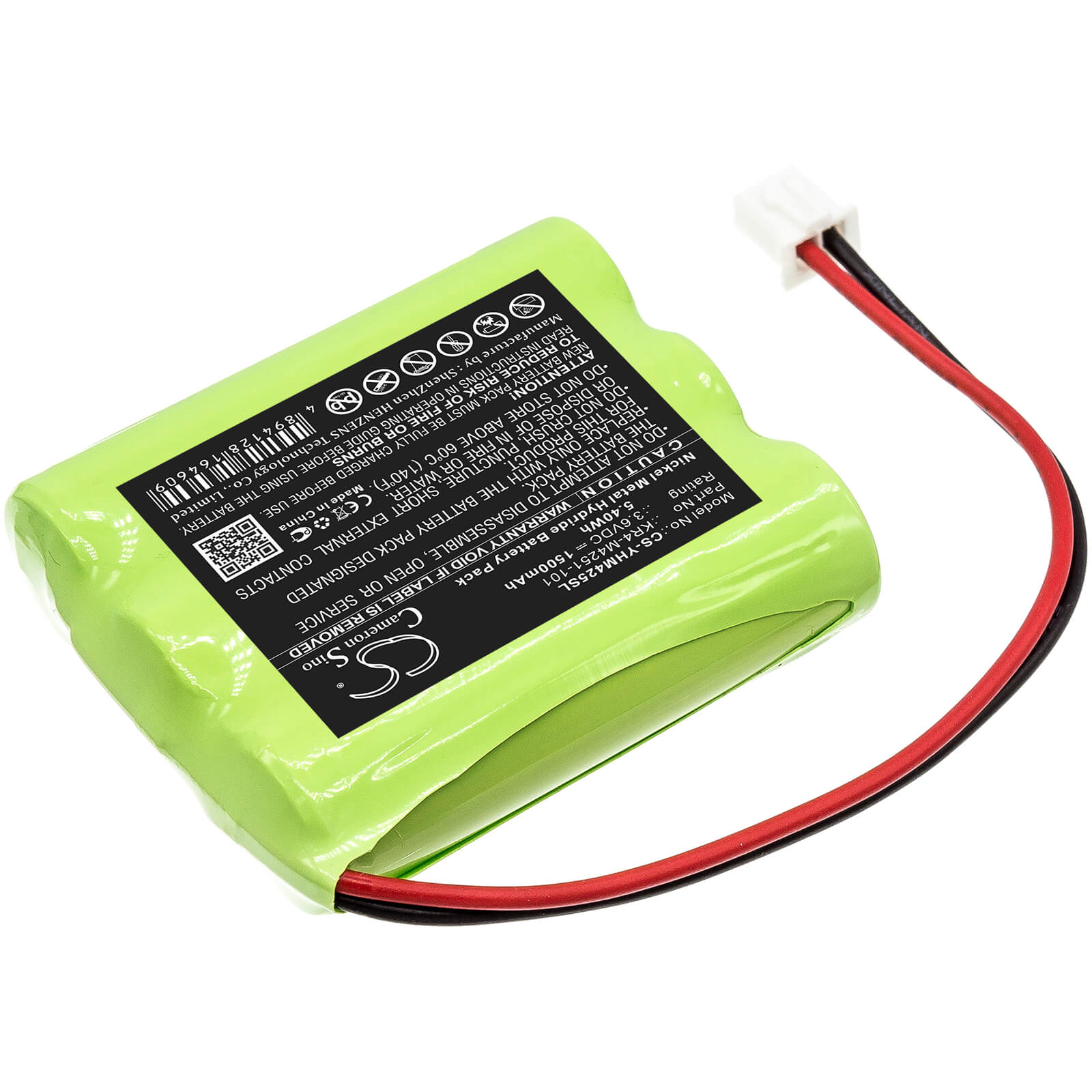 3.6V, 1500mAh, Ni-MH Battery fits Yamaha, Kr4-m4251-101, 5.4Wh