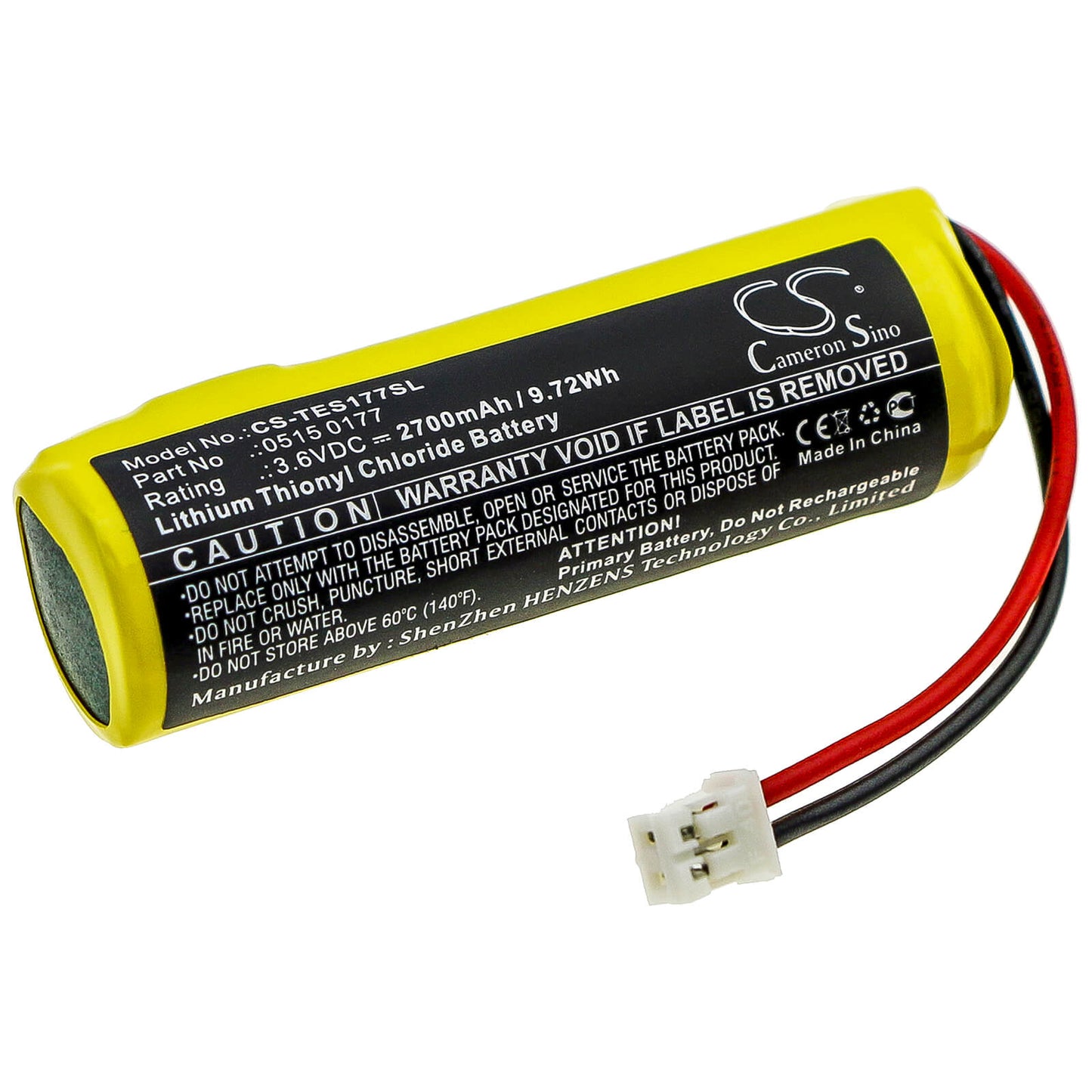 3.6V, 2700mAh, Li-SOCl2 Battery fits Testo, 175-t1, 175-t2, 9.72Wh