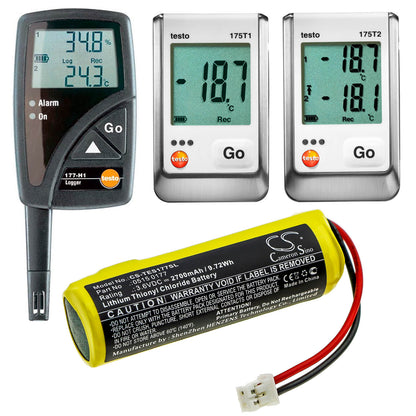 3.6V, 2700mAh, Li-SOCl2 Battery fits Testo, 175-t1, 175-t2, 9.72Wh
