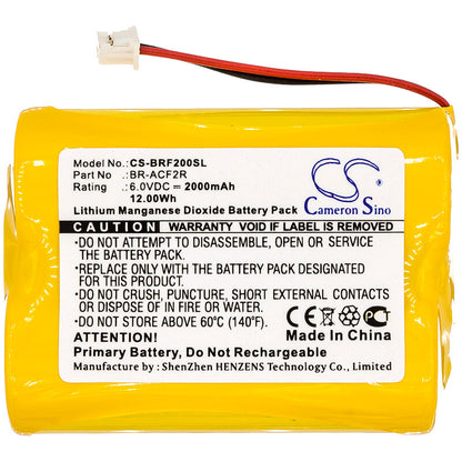 6.0V, 2000mAh, Li-MnO2 Battery fits Panasonic, Br-acf2r, 12Wh