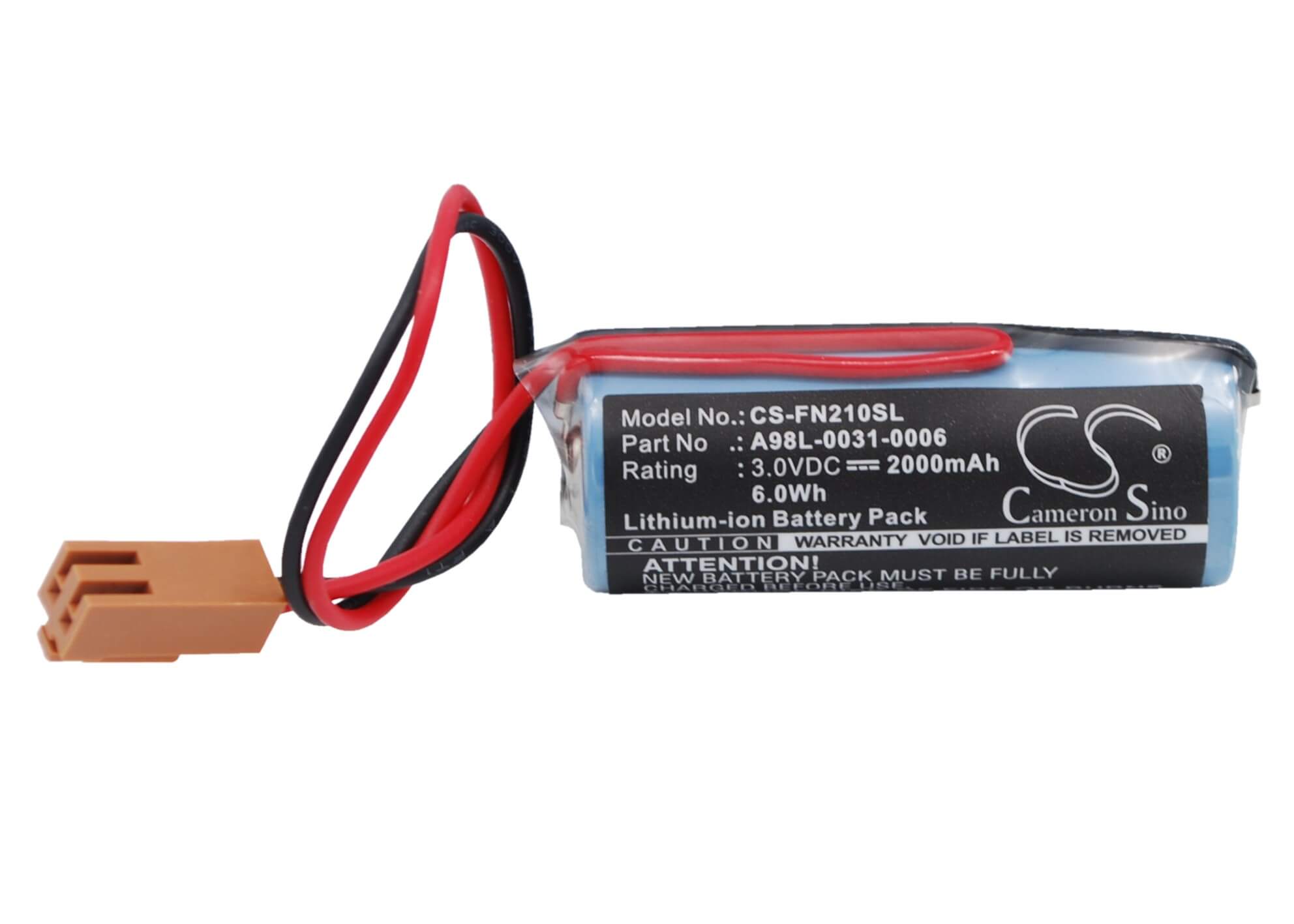 3.0V, 2000mAh, Li-MnO2 Battery fits Cutler Hammer, 44a724534-001, A02b0118k111, 6Wh