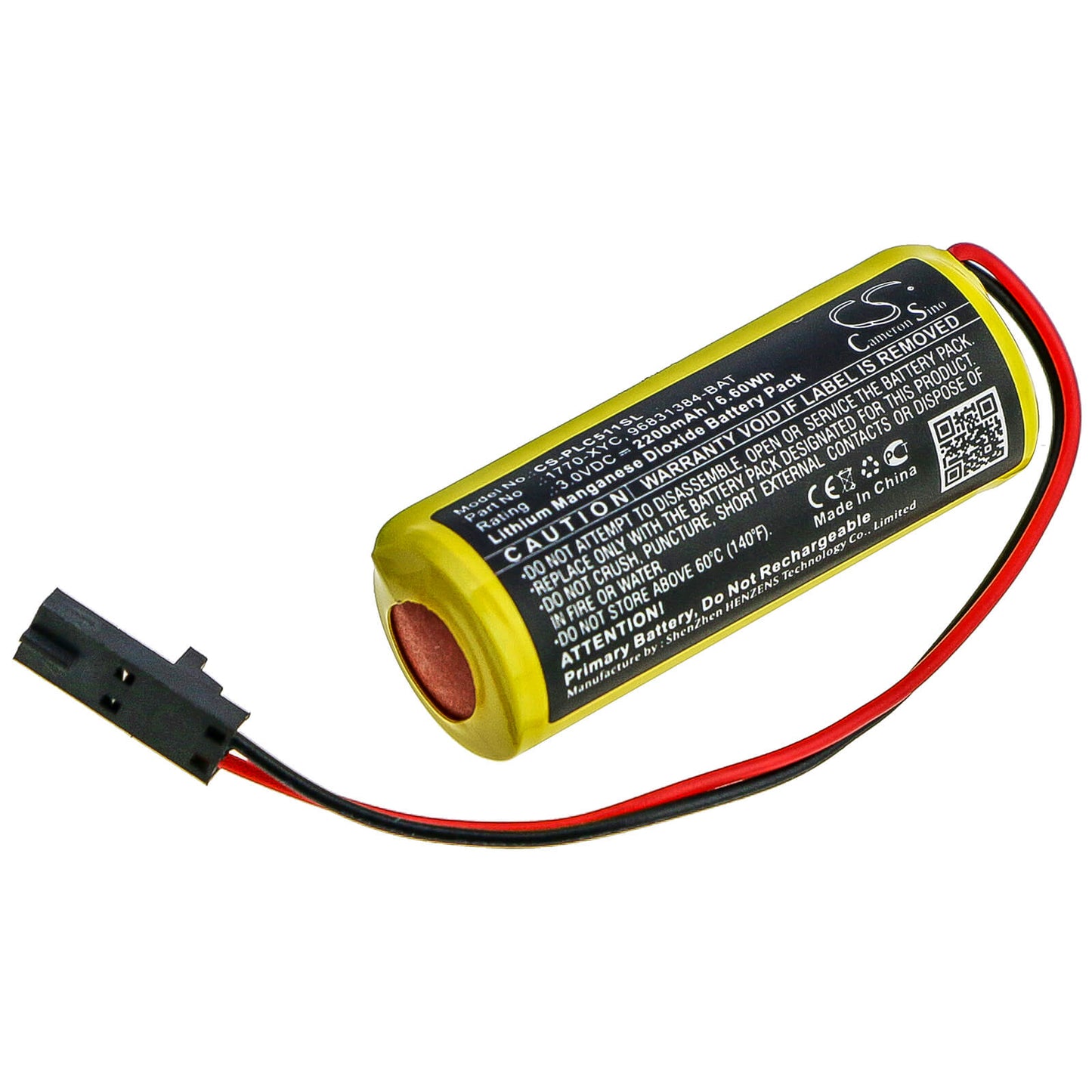 3.0V, 2200mAh, Li-MnO2 Battery fits Allen Bradley, 1771-dmc1, 1771-dmc4, 6.6Wh