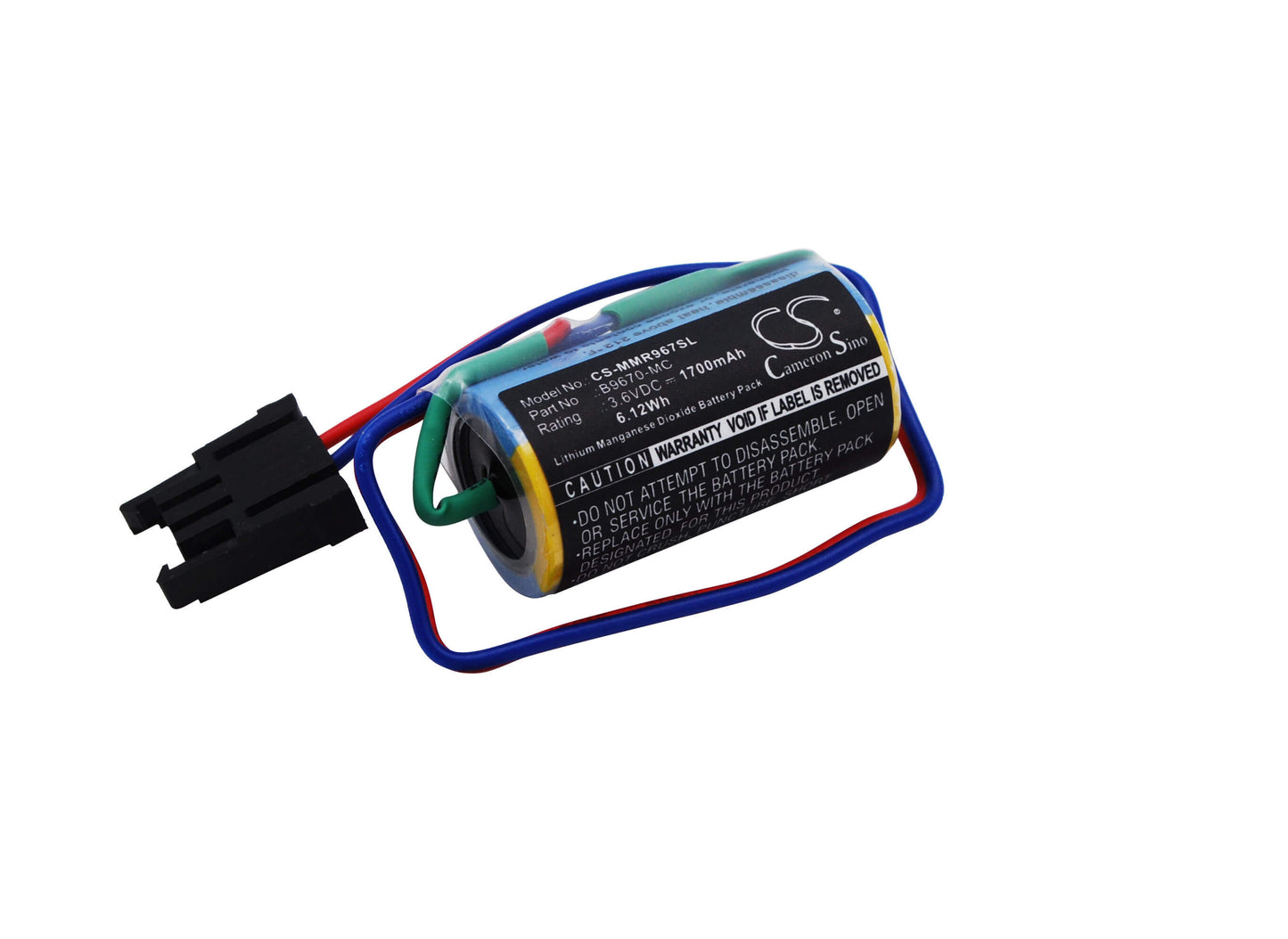 3.6V, 1700mAh, Li-MnO2 Battery fits Mitsubish, A1fxcpu, A1s, 6.12Wh