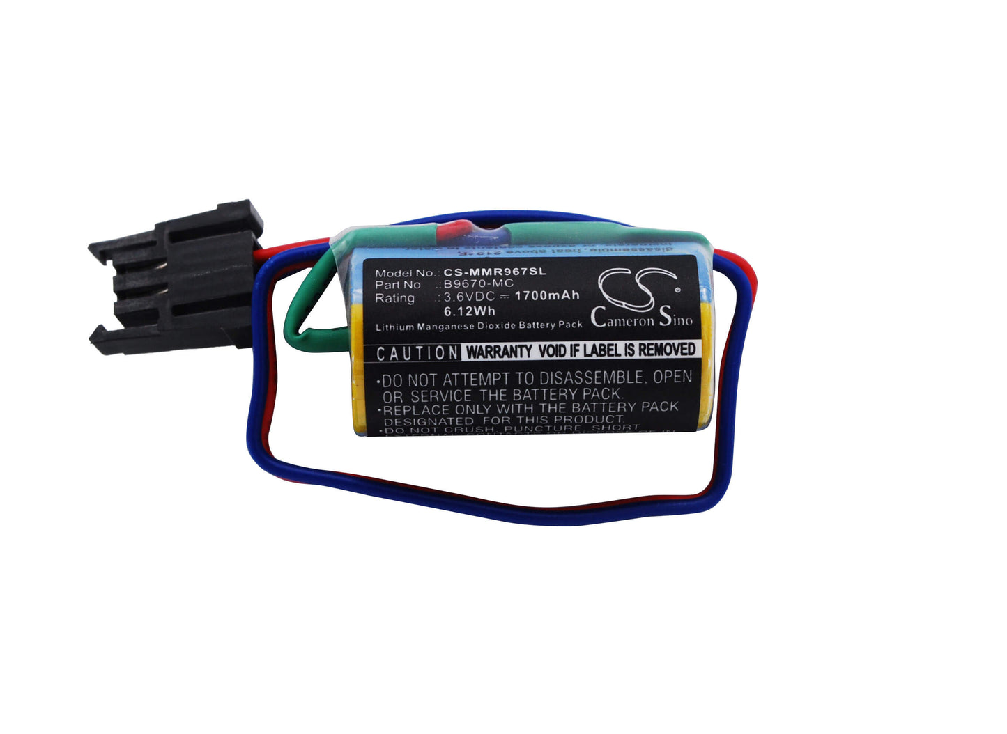 3.6V, 1700mAh, Li-MnO2 Battery fits Mitsubish, A1fxcpu, A1s, 6.12Wh