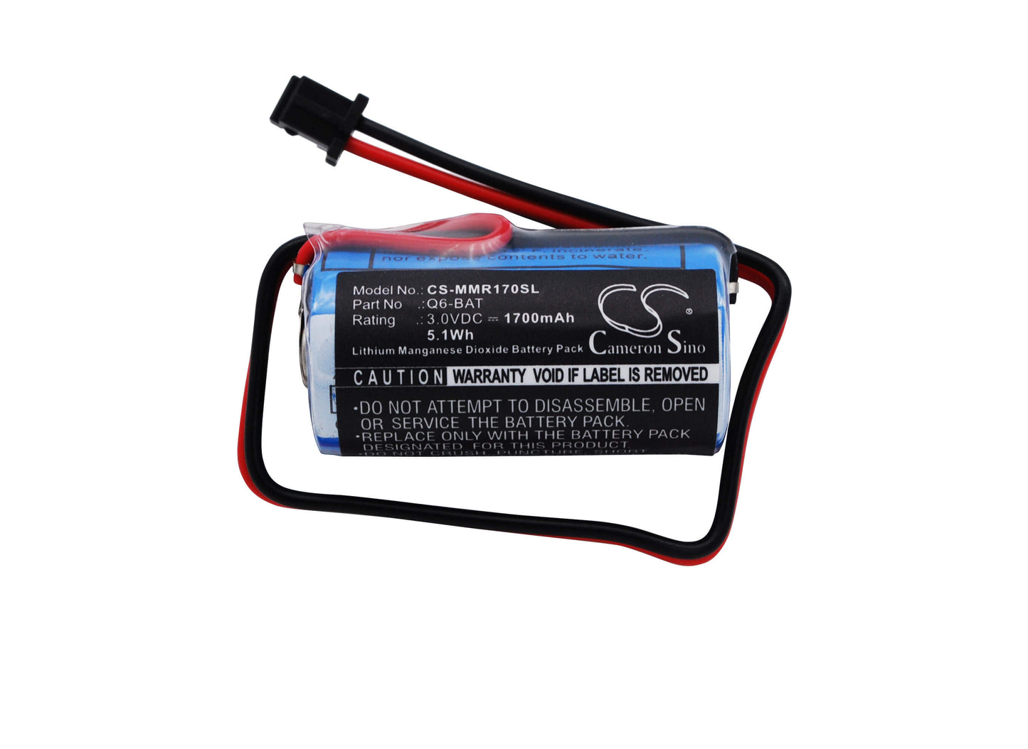 3.0V, 1700mAh, Li-MnO2 Battery fits Mitsubishi, Melsec Q, Q02cpu, 5.1Wh