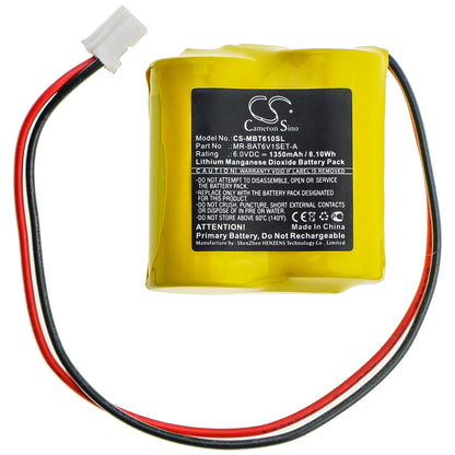 6.0V, 1350mAh, Li-MnO2 Battery fits Mitsubishi, Mr-bat6v1set-a, Mr-j4 Wk17, 8.1Wh