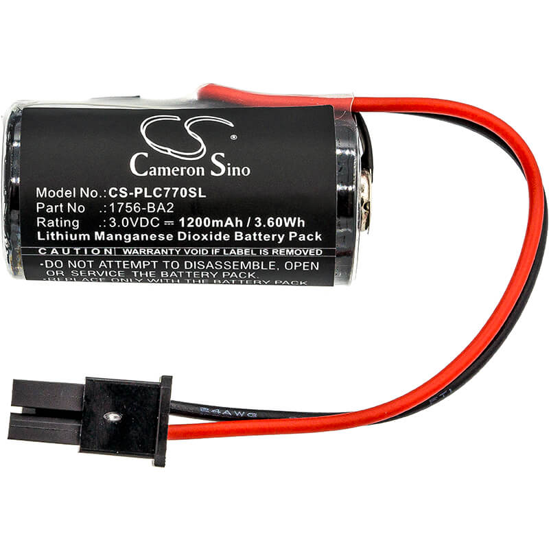 3.0V, 1200mAh, Li-MnO2 Battery fits Allen Bradley, (series B) 1756-l61s, (series B) 1756-l62/b, 3.6Wh