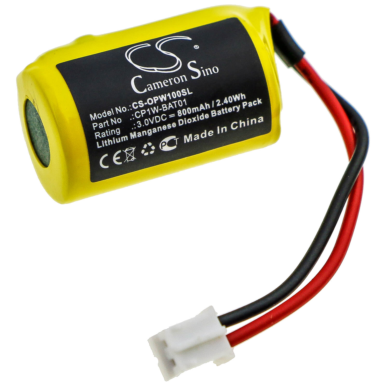 3.0V, 800mAh, Li-MnO2 Battery fits Omron, Cp1w-bat01, 2.4Wh