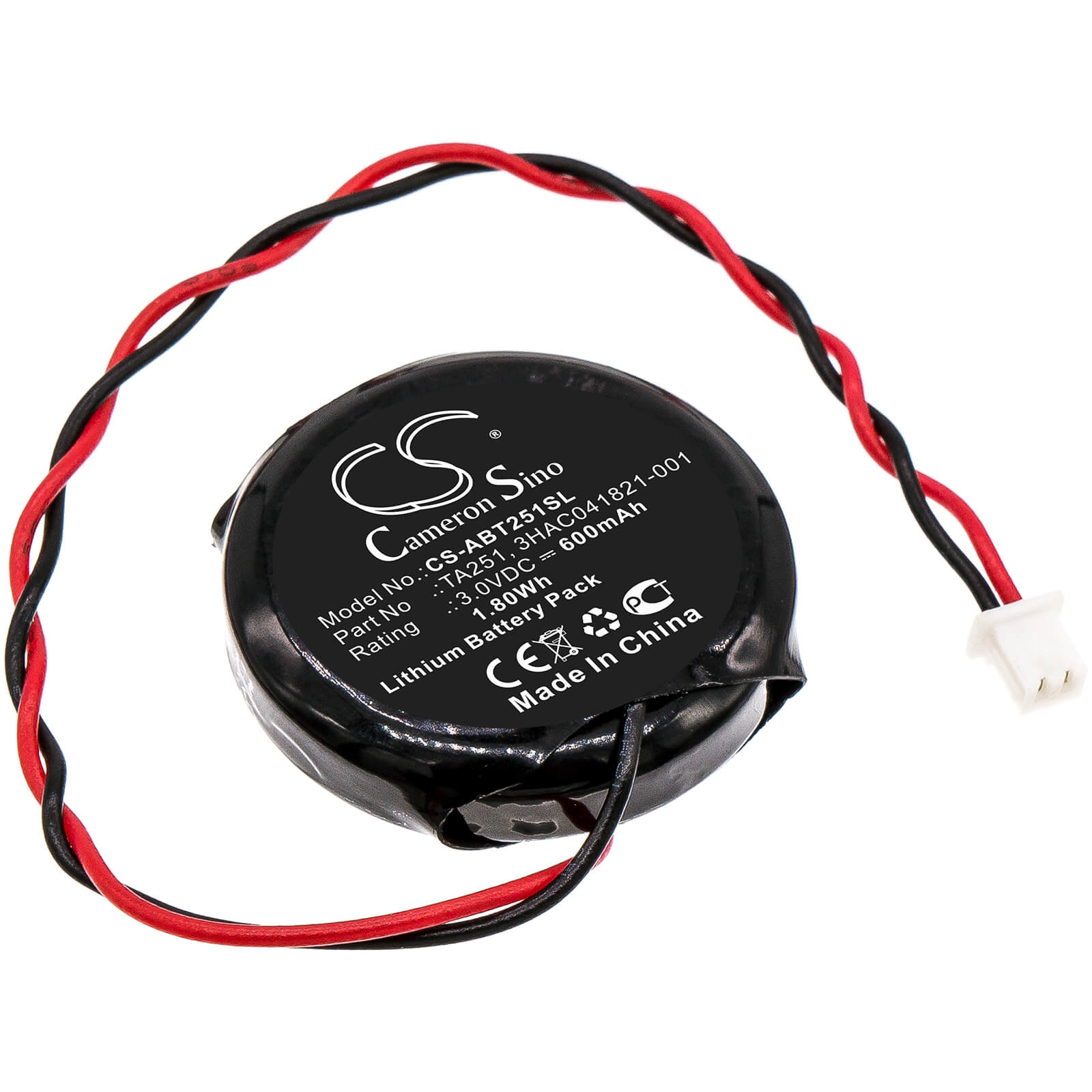 3.0V, 600mAh, Lithium Battery fits Abb, Ta251, 1.8Wh