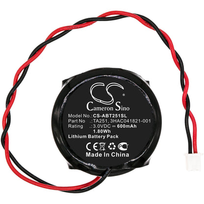 3.0V, 600mAh, Lithium Battery fits Abb, Ta251, 1.8Wh