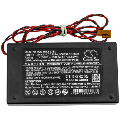 3.0V, 15000mAh, Li-MnO2 Battery fits Ge Fanuc, Ic693acc302a, Ic693acc302b, 45Wh
