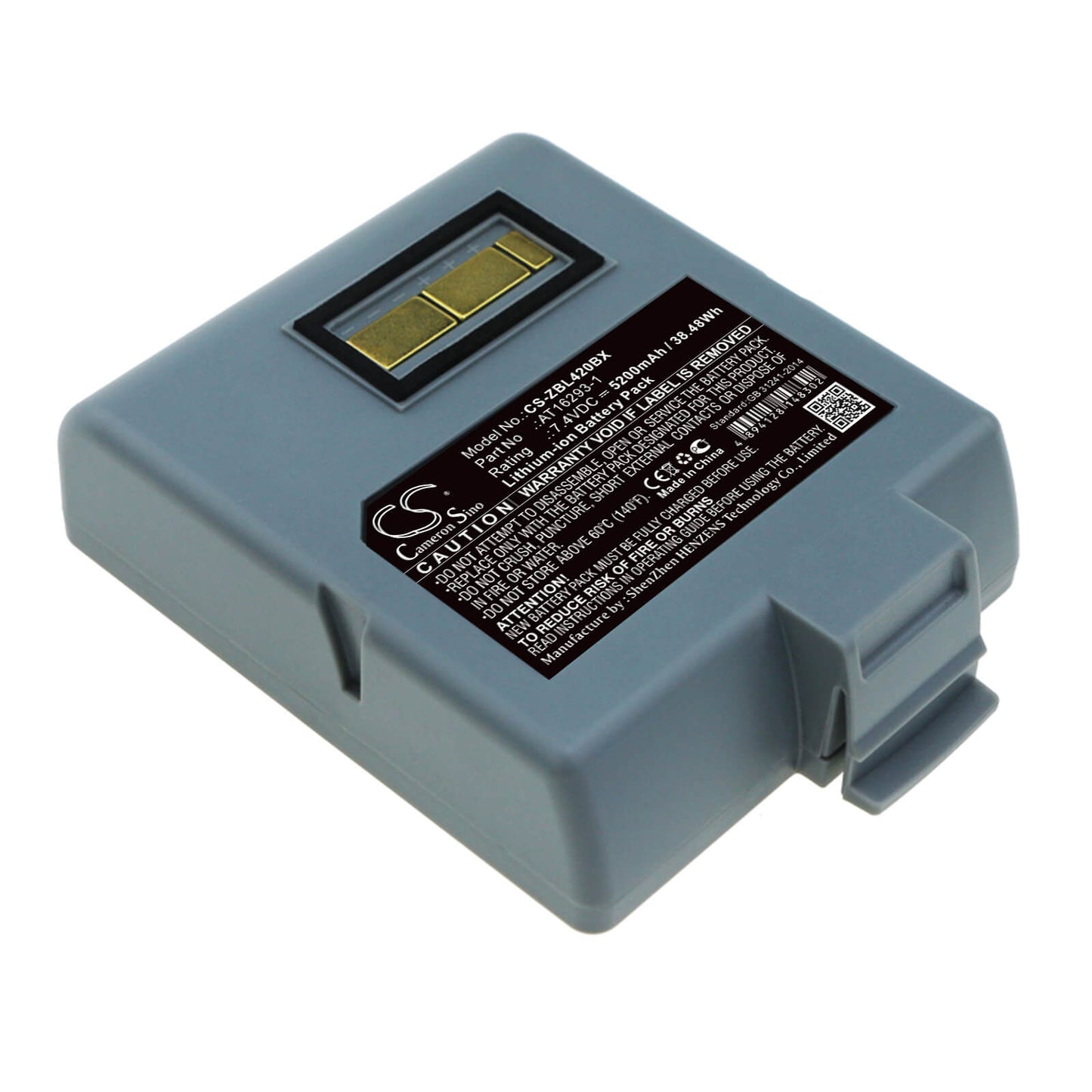7.4V, 5200mAh, Li-ion Battery fits Zebra, Ql420, Ql420 Plus, 38.48Wh