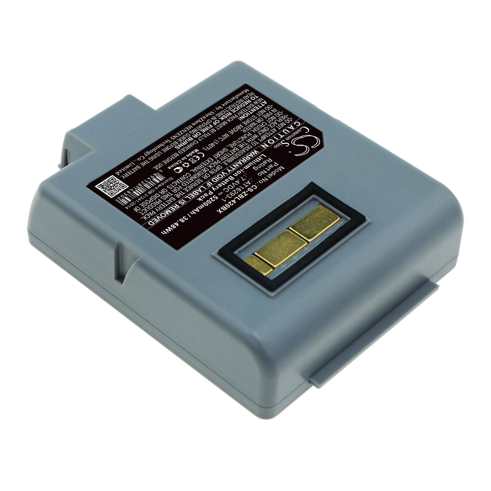 7.4V, 5200mAh, Li-ion Battery fits Zebra, Ql420, Ql420 Plus, 38.48Wh