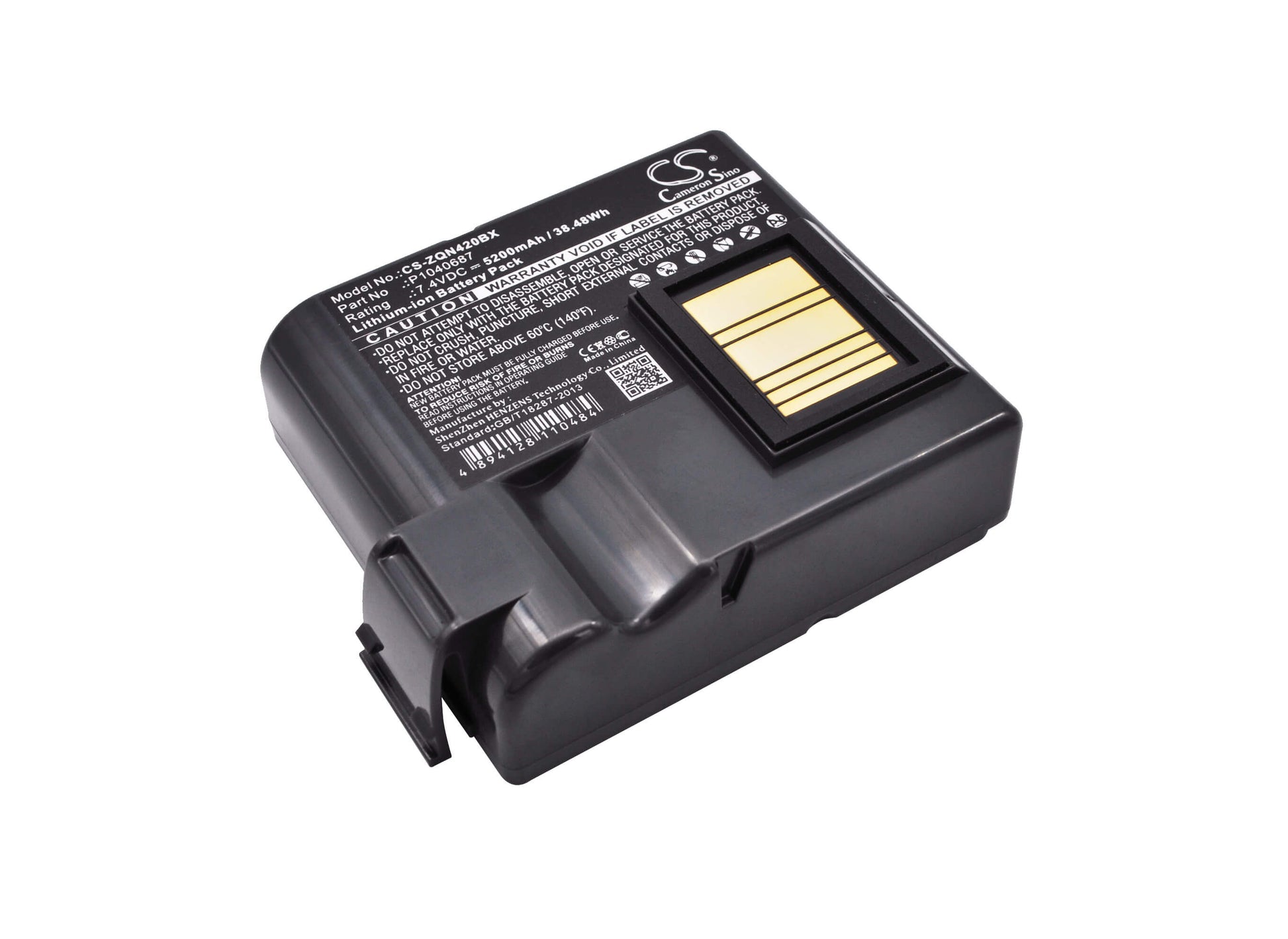 7.4V, 5200mAh, Li-ion Battery fits Zebra, Qln420, Zq630, 38.48Wh