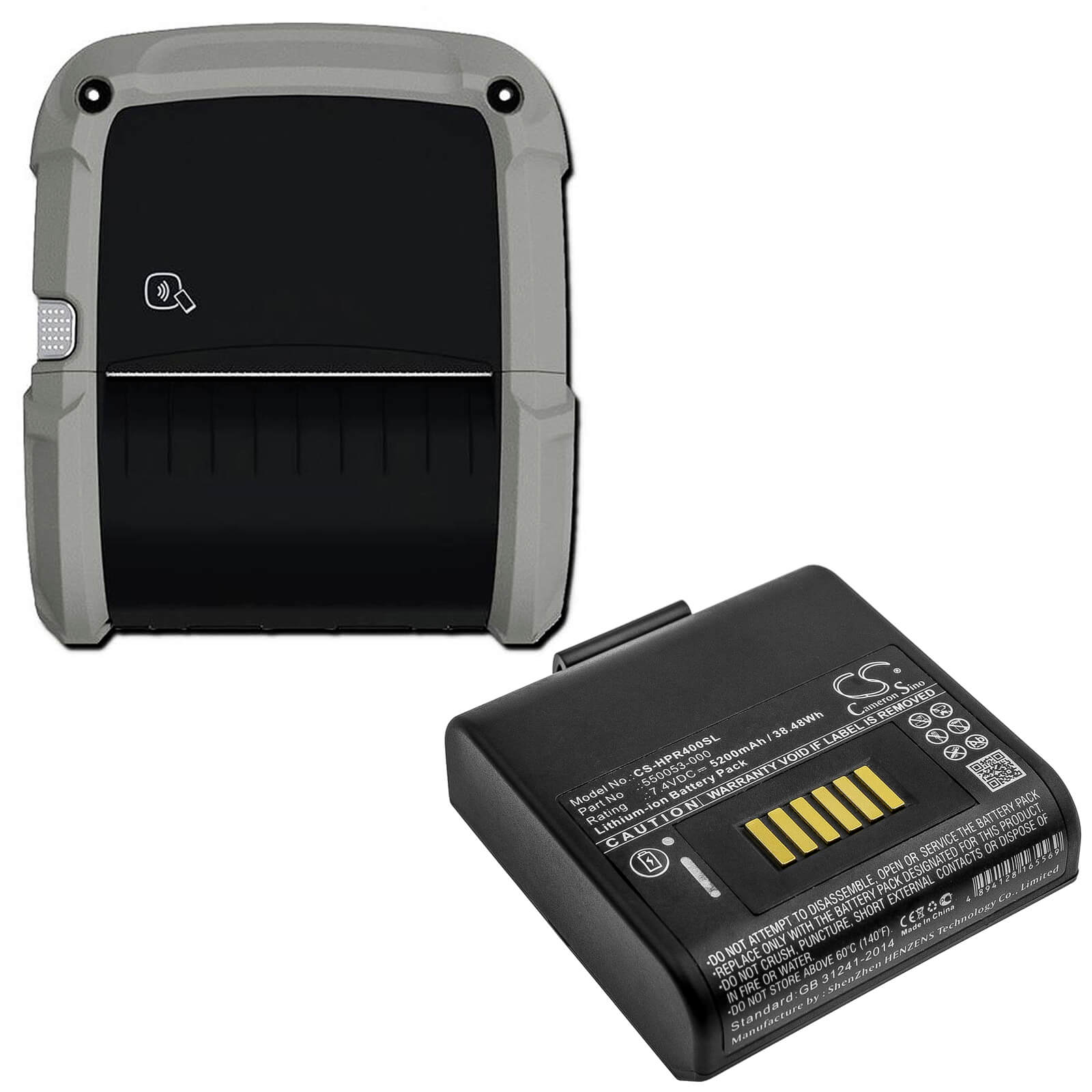 7.4V, 5200mAh, Li-ion Battery fits Honeywell, Rp4, 38.48Wh