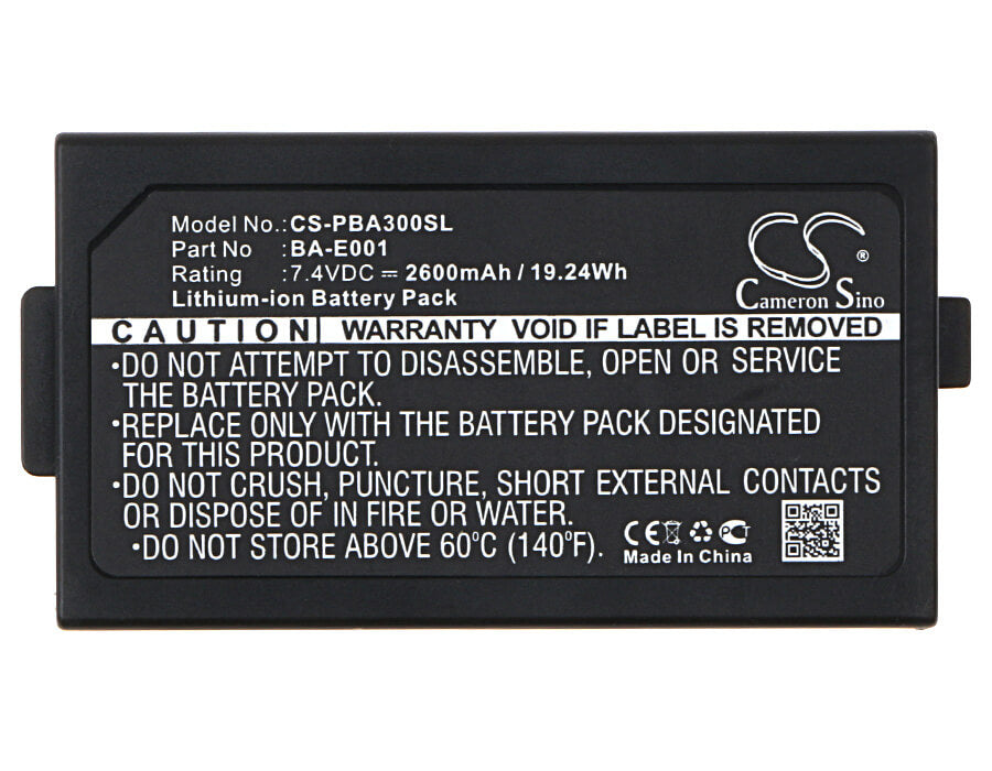 7.4V, 2600mAh, Li-ion Battery fits Brother, Pt-e300, Pt-e500, 19.24Wh