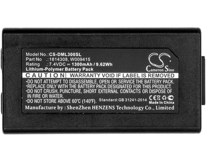 7.4V, 1300mAh, Li-Polymer Battery fits Dymo, 1982171, Labelmanager 500ts, 9.62Wh