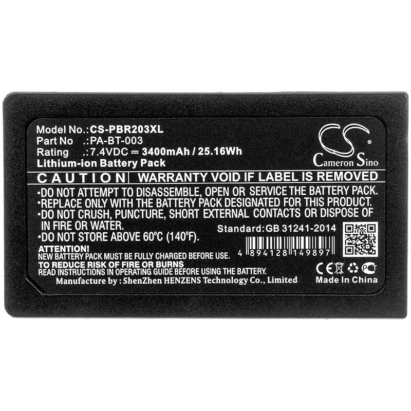 7.4V, 3400mAh, Li-ion Battery fits Brother, Rj-2030, Rj-2050, 25.16Wh