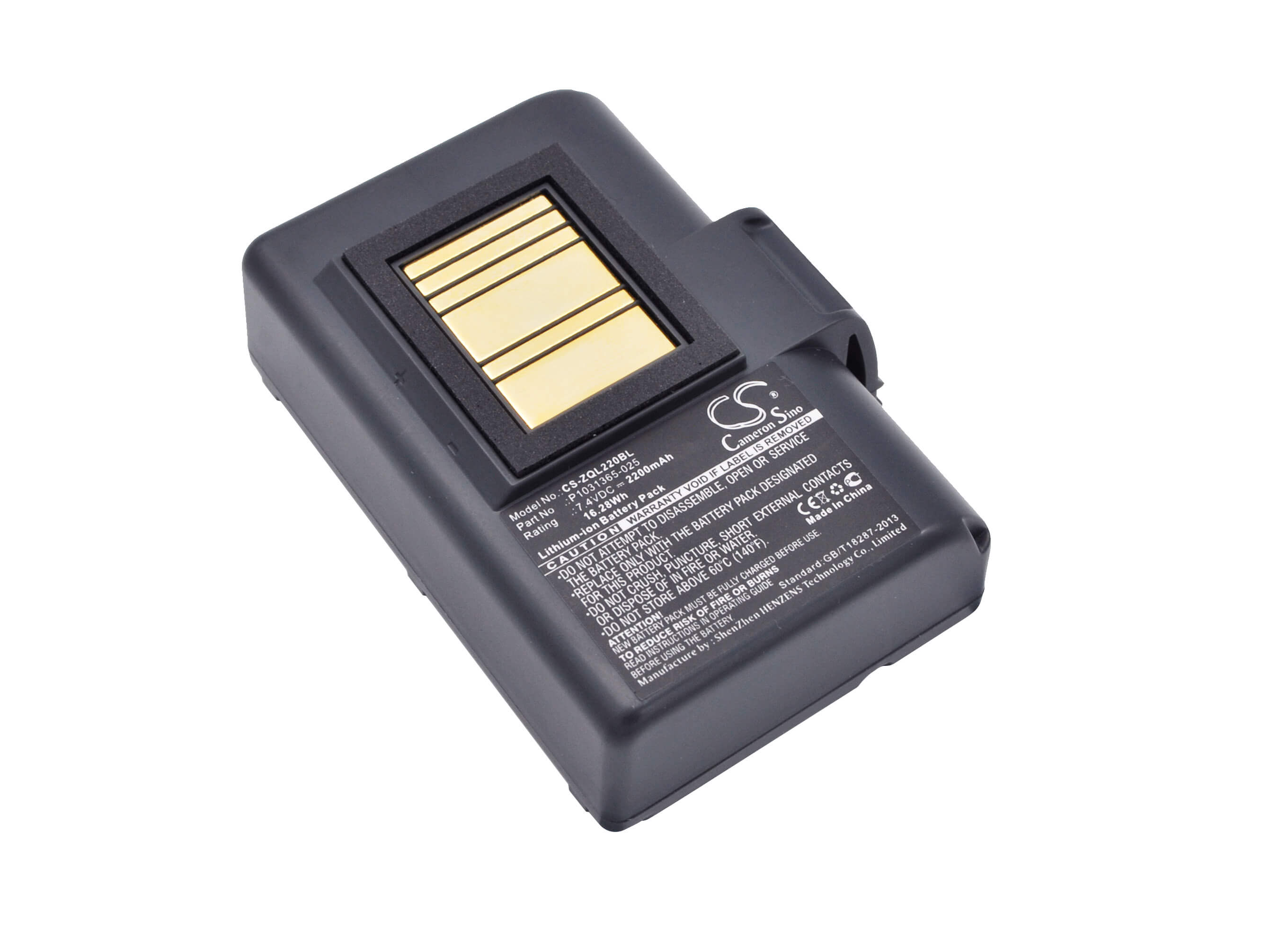 7.4V, 2200mAh, Li-ion Battery fits Zebra, Qln220, Qln220hc, 16.28Wh