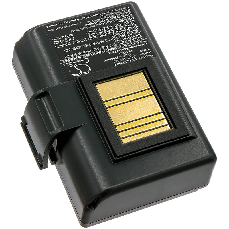7.4V, 2600mAh, Li-ion Battery fits Zebra, Qln220, Qln220hc, 19.24Wh