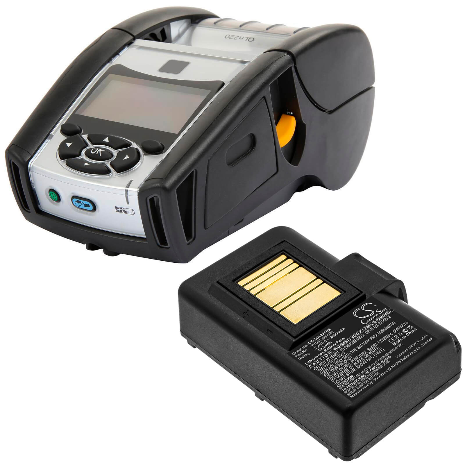 7.4V, 2600mAh, Li-ion Battery fits Zebra, Qln220, Qln220hc, 19.24Wh