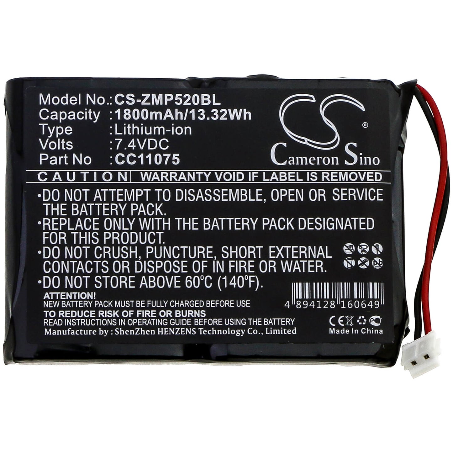 7.4V, 1800mAh, Li-ion Battery fits Monarch, Mp5020, Mp5022, 13.32Wh