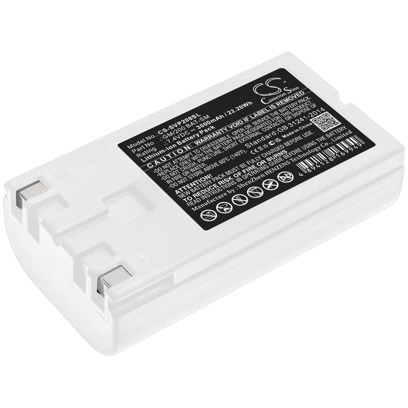 7.4V, 3000mAh, Li-ion Battery fits Sato, Pw208, Pw2nx, 22.2Wh
